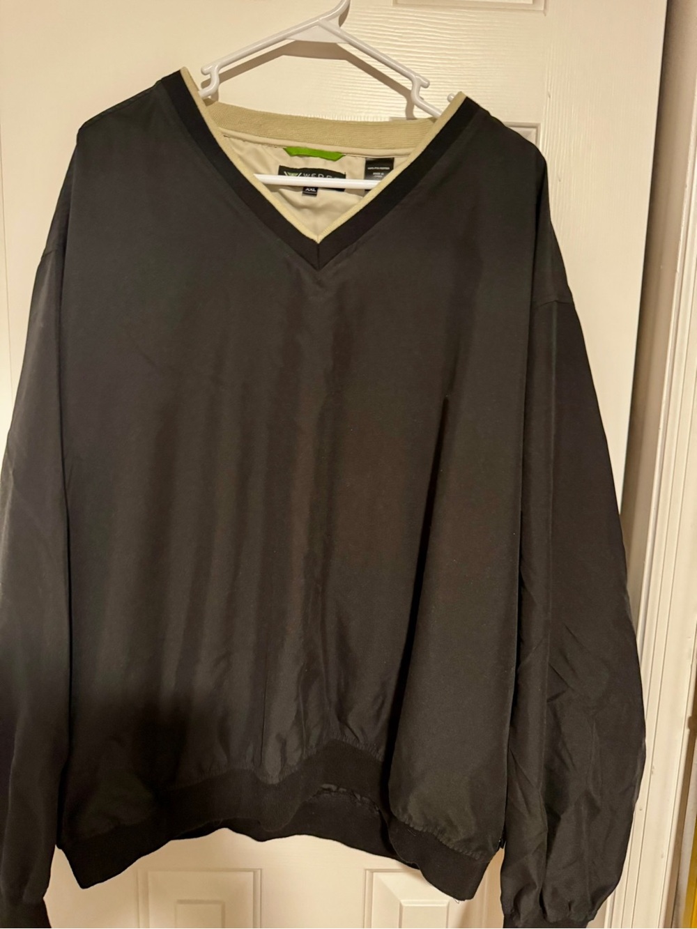 Men's Black Windbreaker V-Neck Pullover